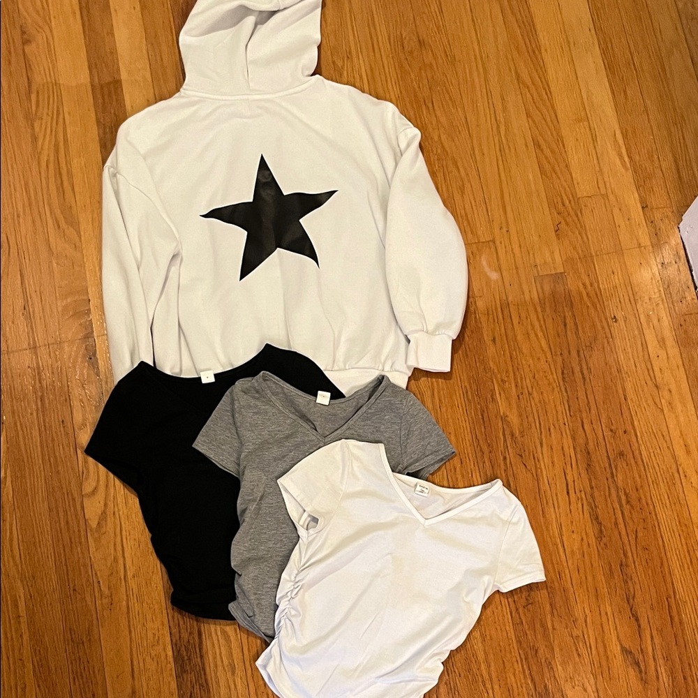 SHEIN White and Gray Tee Set